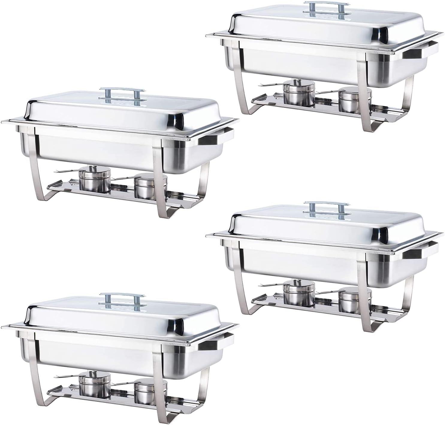 ALPHA LIVING 70014-GRAY 4 Pack 8QT Chafing Dish High Grade Stainless Steel Chafer Complete Set, 8 QT, Alpine Gray Handle - Alpha Living  - Chipi Online
