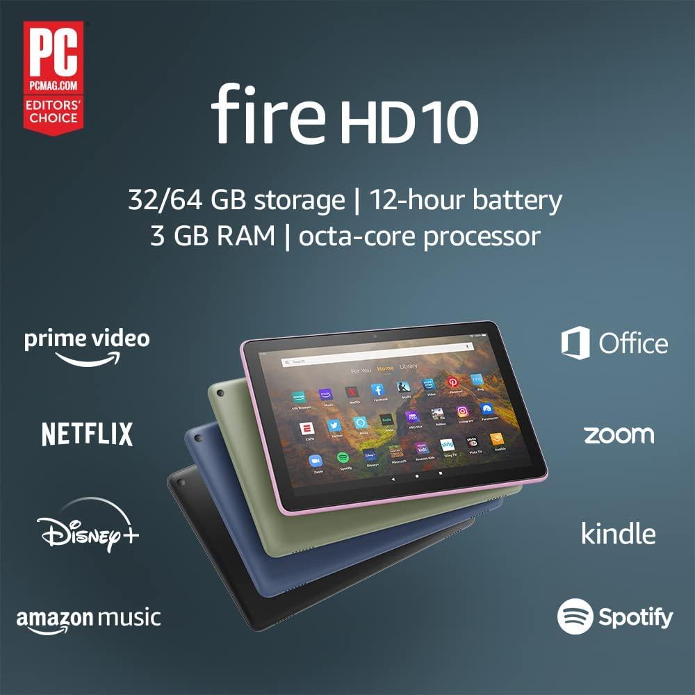Amazon Fire HD 10 tablet, 10.1", 1080p Full HD, 64 GB, latest model (2021 release), Black - Amazon - Chipi Online
