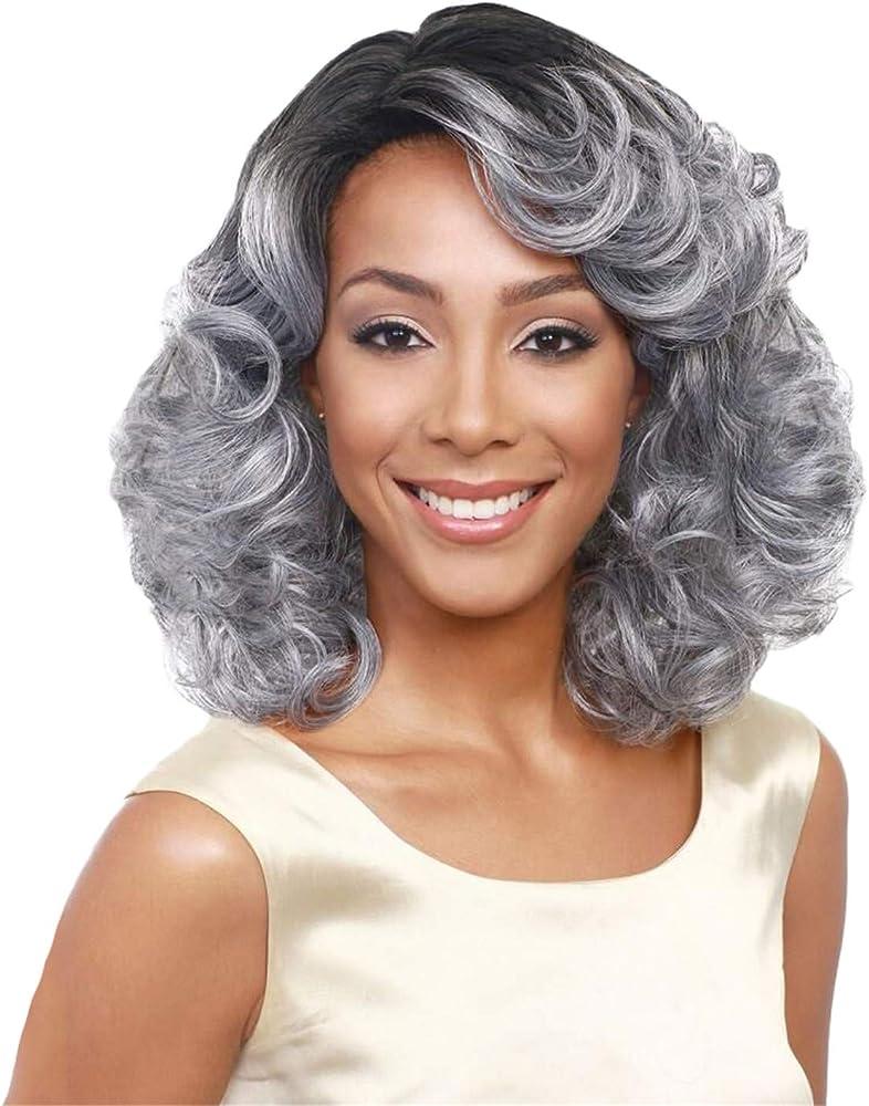Andongnywell Human Hair Wavy Wigs with Bangs Curly Wig for Black Women Density Natural Color Hairpiece - Generic  - Chipi Online