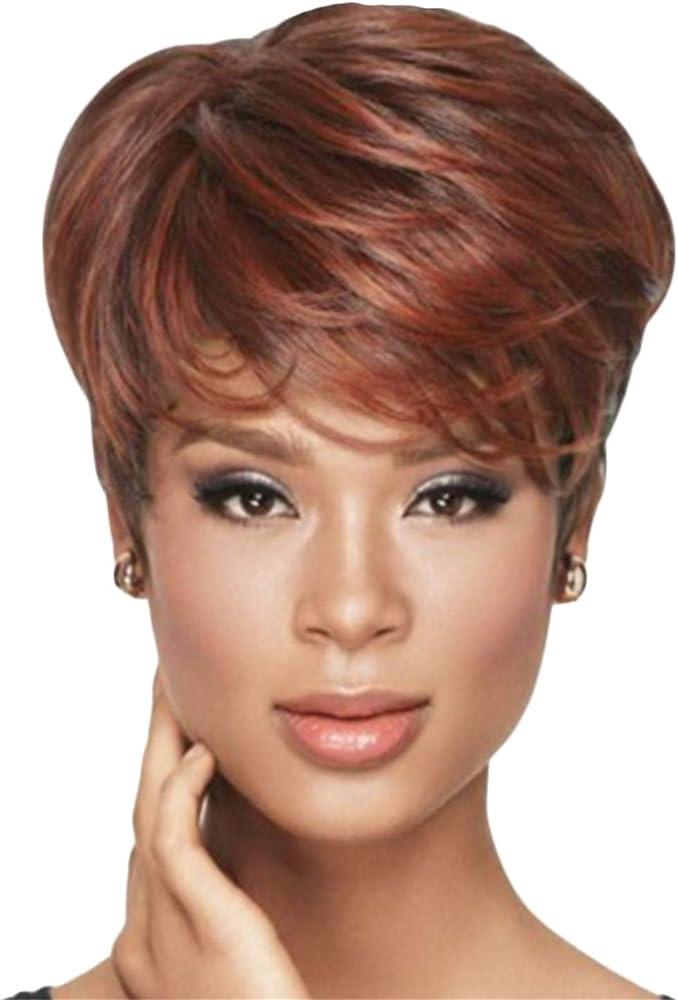 Andongnywell Short Curly Human Hair Wigs for Black Womens Human Hair Curly Wigs with Bangs Hairpiece - Generic  - Chipi Online