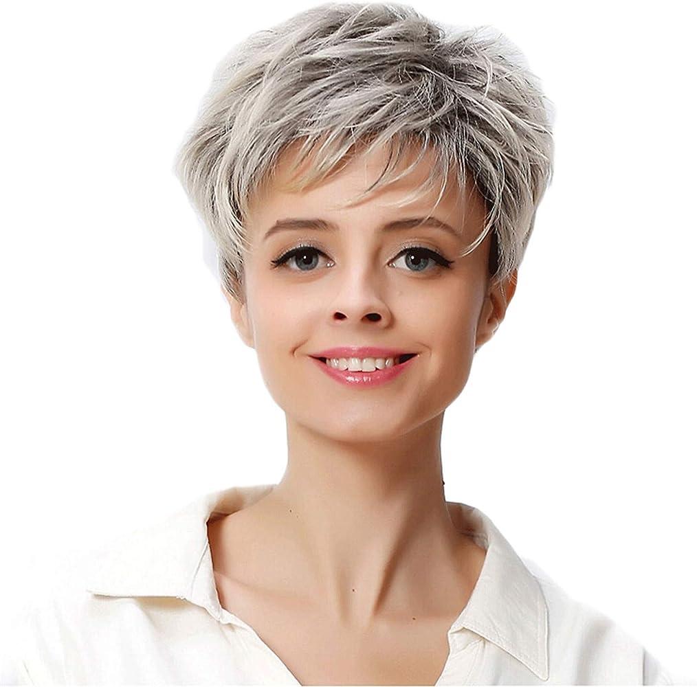 Andongnywell Short Straight Pixie Cut Wig Bangs Short Bob Human Hair Wigs Natural Synthetic Wigs For Black Women - Generic  - Chipi Online