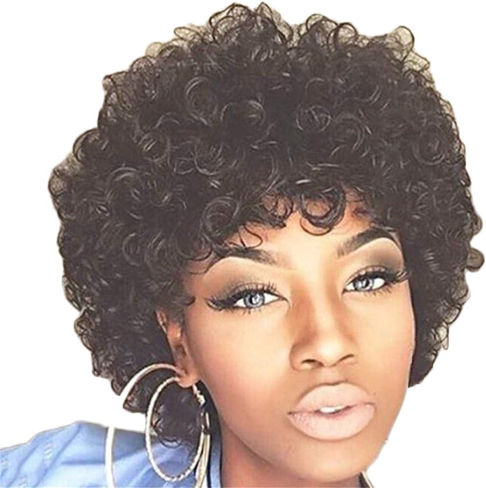 Andongnywell Short Afro Curly Human Hair Wigs for Women Wigs Hair African Wigs Curly Wigs Density Natural Color - Generic  - Chipi Online