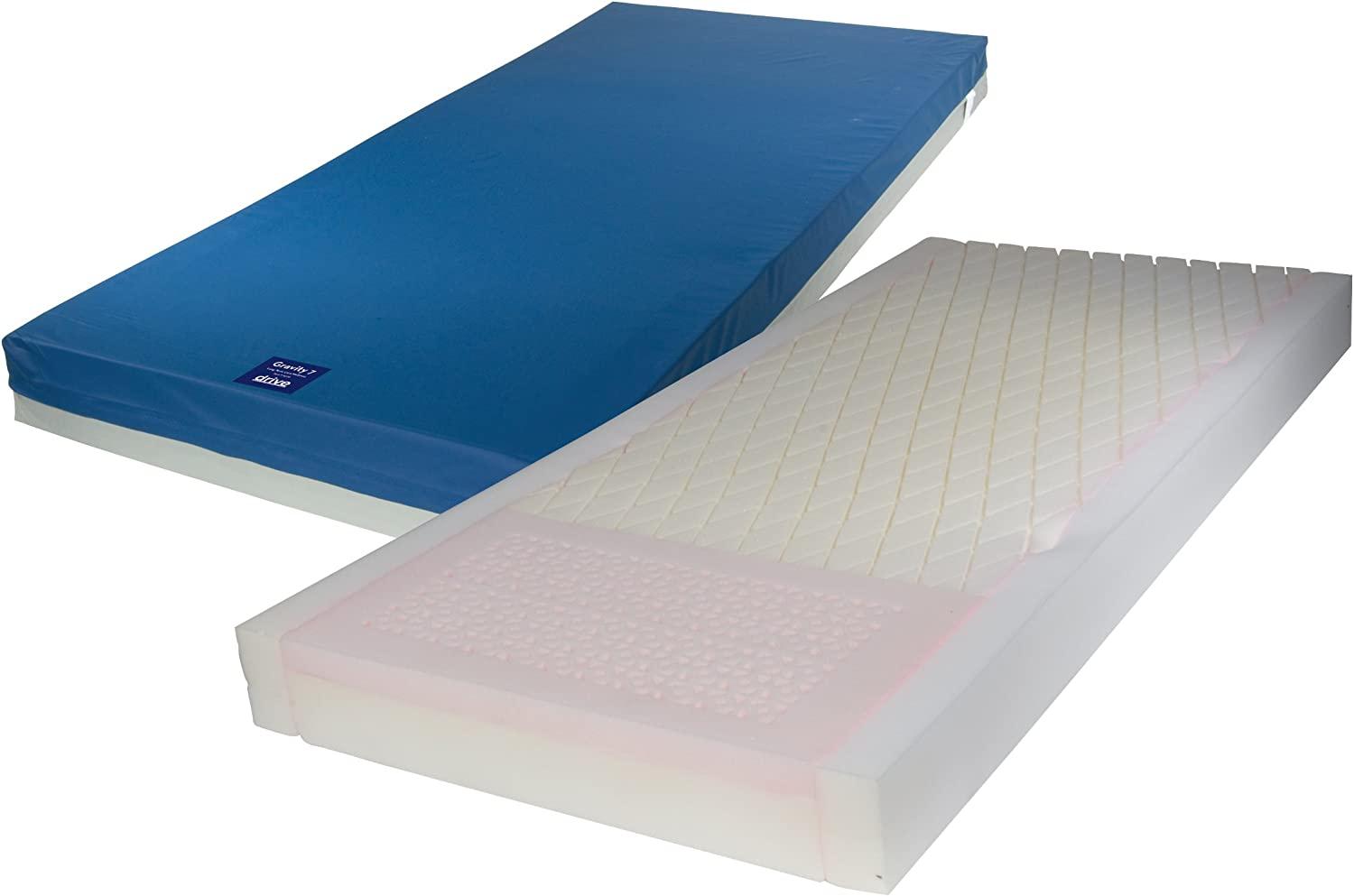 Drive Medical 15876 Gravity 7 Long Term Care Pressure Redistribution Mattress, Blue, 76,No Cut Out - Hospital  - Chipi Online