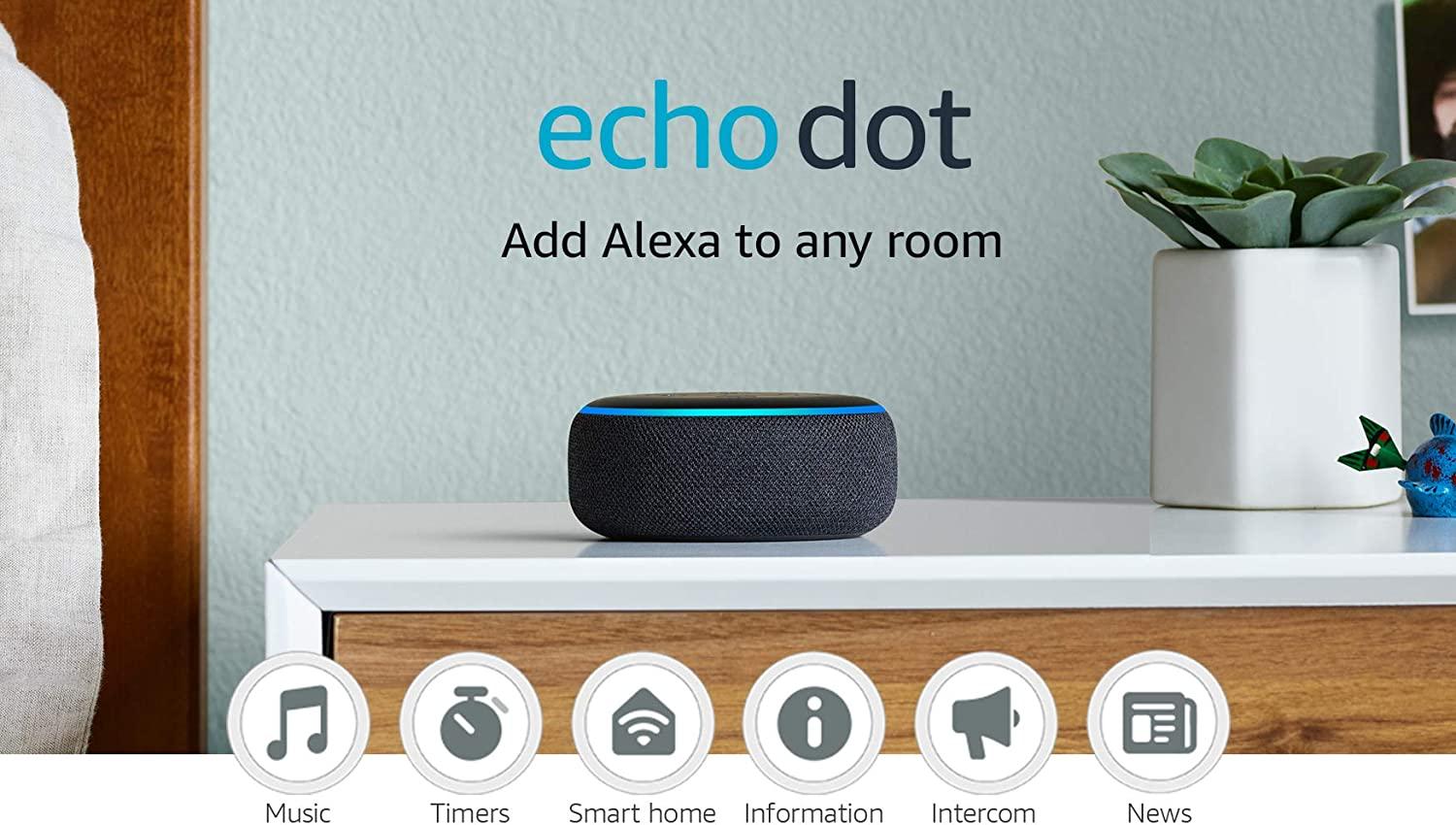 Echo Dot (3rd Gen, 2018 release) - Smart speaker with Alexa - Charcoal - Echo - Chipi Online
