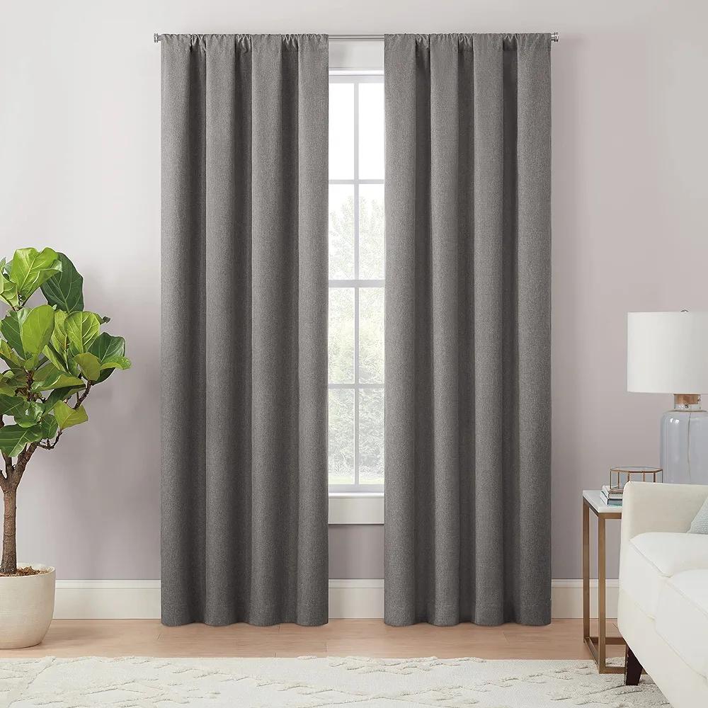 ECLIPSE Magnitech Cannes Rod Pocket 100% Blackout Curtains, Thermal Insulated, 1 Panel, 40 x 63 in, Charcoal - Eclipse Store - Chipi Online