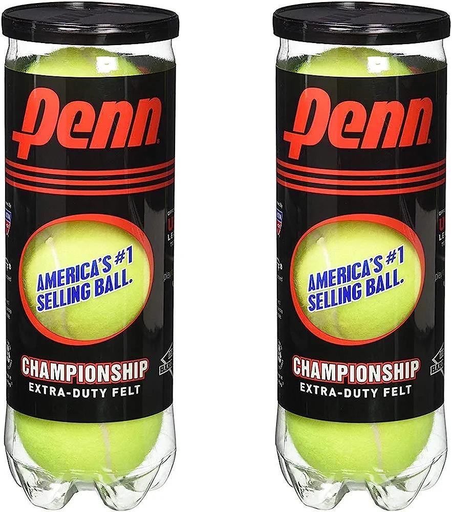 Penn Championship Tennis Balls - Extra Duty Felt Pressurized Tennis Balls - (2 Cans, 6 Balls) - Penn Store - Chipi Online