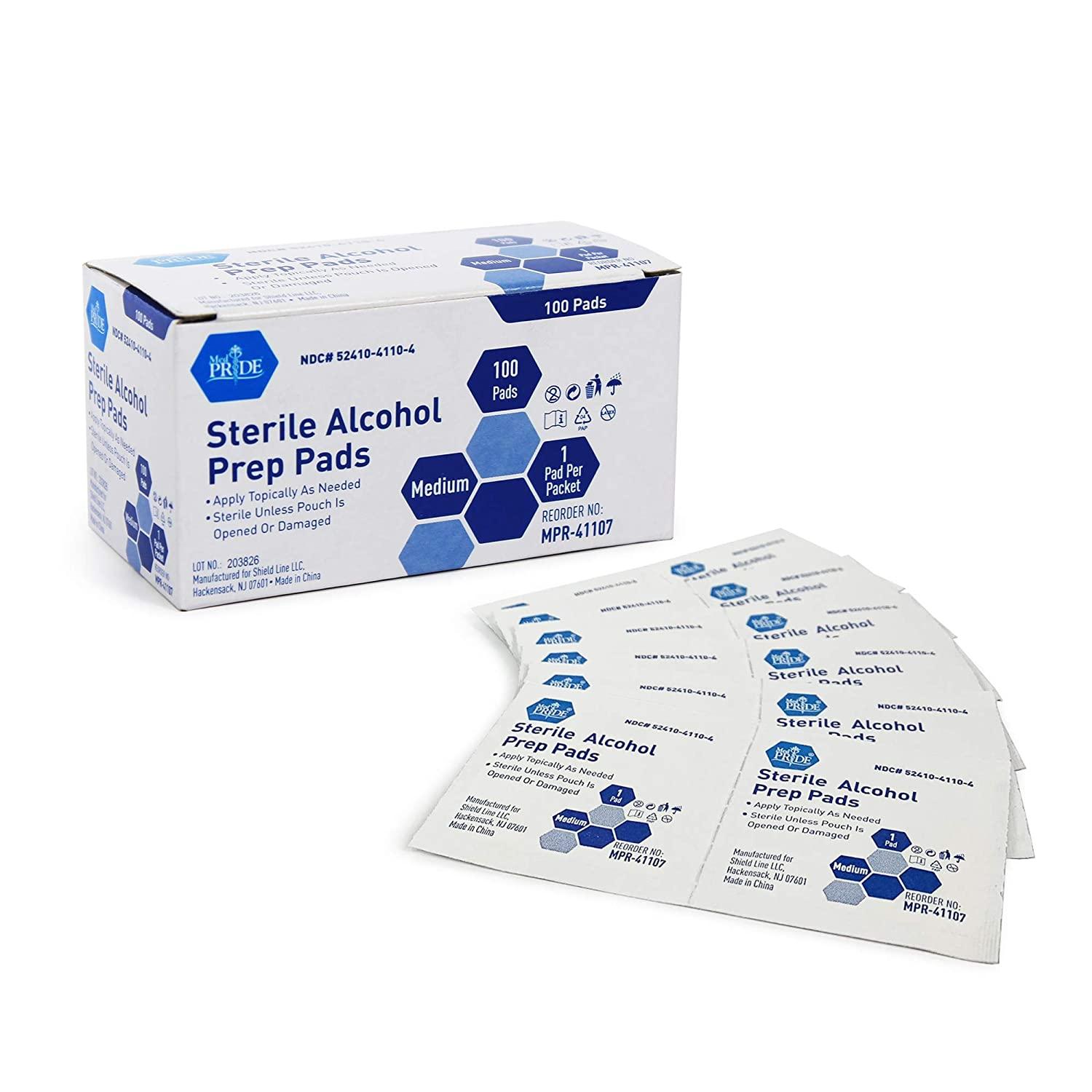 Medpride Alcohol Prep Pads| 100 Pack| Medical-Grade, Sterile - MED PRIDE - Chipi Online