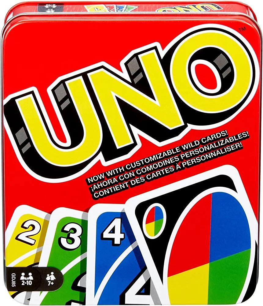 UNO Card Game for Family Night, Travel Game & Gift for Kids In a Collectible Storage Tin for 2-10 Players [Amazon Exclusive] - Mattel games Store - Chipi Online
