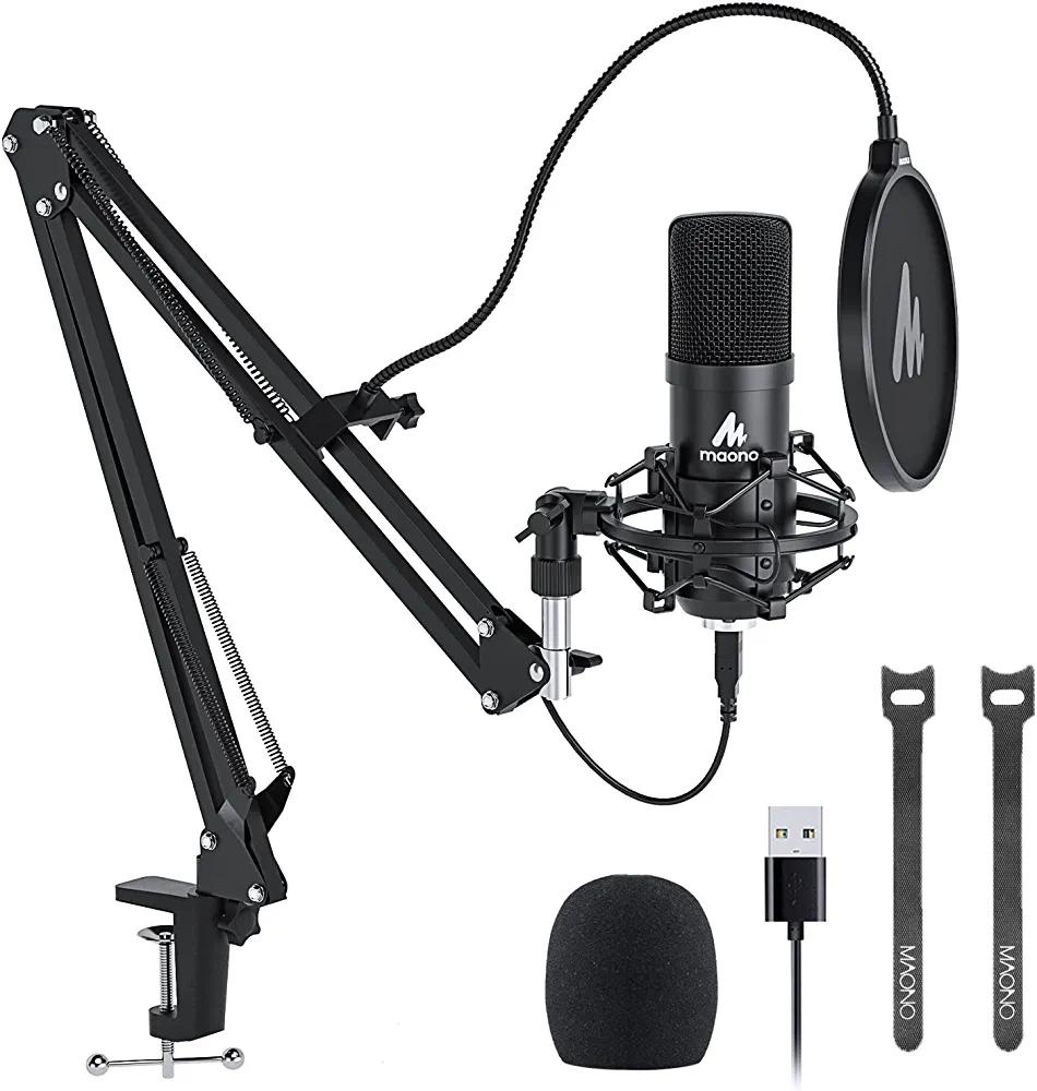 USB Microphone, MAONO 192KHZ/24Bit Plug & Play PC Computer Podcast Condenser Cardioid Metal Mic Kit with Professional Sound Chipset for Recording,  - Maono - Chipi Online